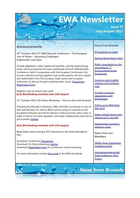EWA Newsletter - European Water Association