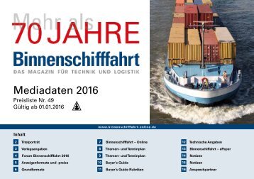 Mediadaten Binnenschifffahrt 2016