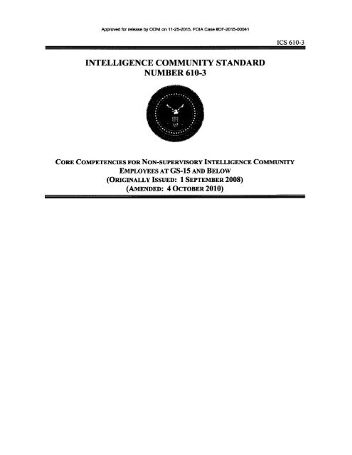 INTELLIGENCE COMMUNITY STANDARD NUMBER 610-3