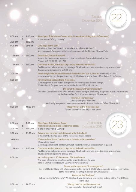 Holiday Schedule - Christmas & New Year´s Eve 2015 2016 