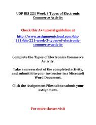 UOP BIS 221 Week 3 Types of Electronic Commerce Activity