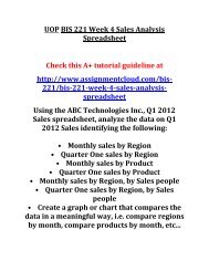 UOP BIS 221 Week 4 Sales Analysis Spreadsheet