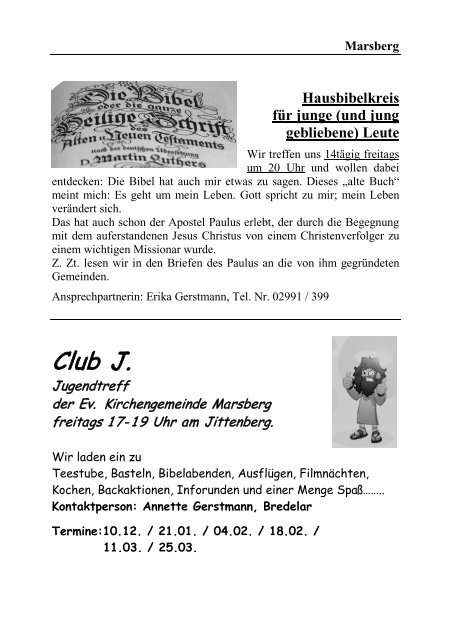 Männerkreis Bredelar - Evangelische Kirchengemeinde Marsberg