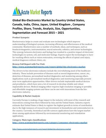 Global Bio-Electronics Market 2015 to 2021 – Industry Survey,Market Size, Competitive Trends: Acute Market Reports