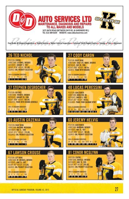 Kingston Frontenacs GameDay December 11, 2015