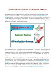 Immigration Overseas Customer Care, Complaints and Reviews