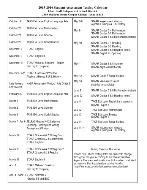 2015-2016 Official Instructional School Calendar