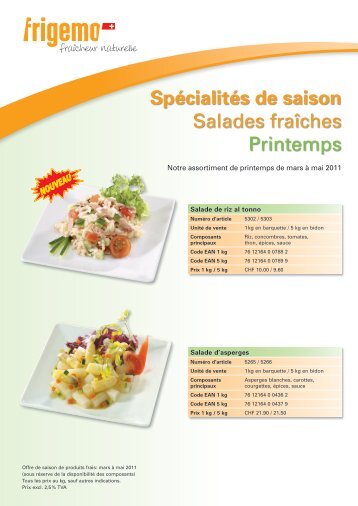 Spécialités de saison Salades fraîches Printemps - frigemo