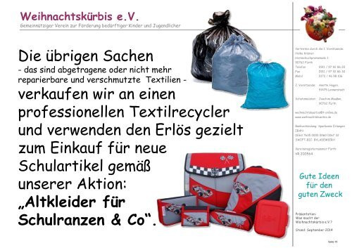 Was macht der Weihnachtskürbis e.V. 09/2014