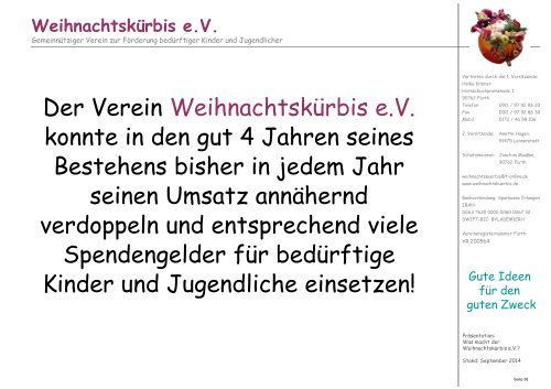 Was macht der Weihnachtskürbis e.V. 09/2014