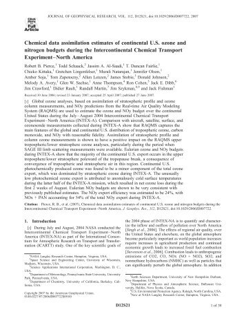 Chemical data assimilation estimates of continental ... - Espo - NASA