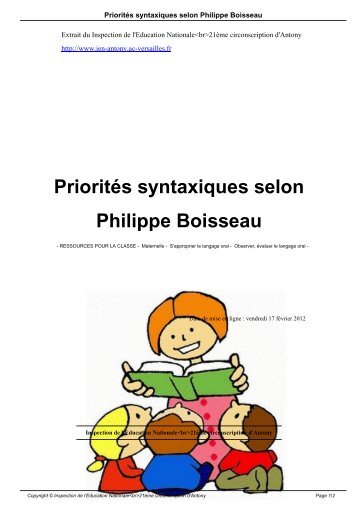 Priorités syntaxiques selon Philippe Boisseau