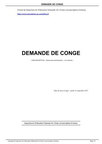 DEMANDE DE CONGE