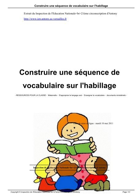 Construire une séquence de vocabulaire sur l'habillage