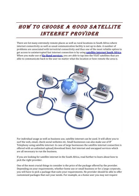 HOW TO CHOOSE A GOOD SATELLITE INTERNET PROVIDER