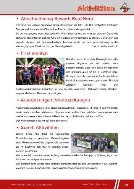 Jahresbericht FF Eschlried 2015