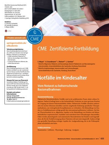 Notfälle im Kindesalter