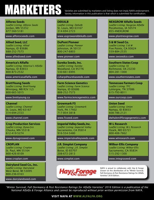 Alfalfa Variety Ratings