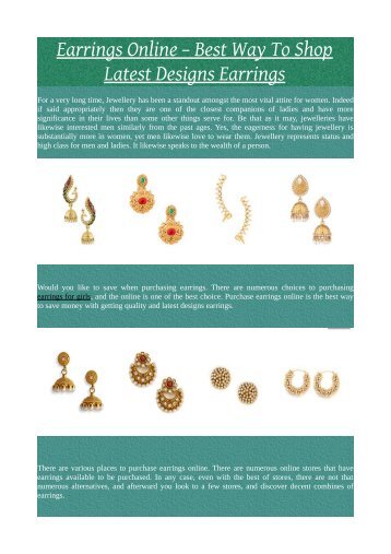 Earrings Online – Best Way To Shop Latest Designs Earrings