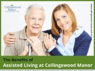 The Benefits of Assisted Living at Collingswood Manor