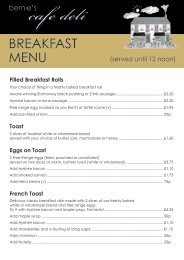 Bernie's Cafe Deli Breakfast Menu