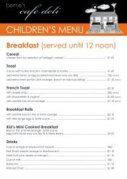 Bernie's Cafe Deli Childrens Menu