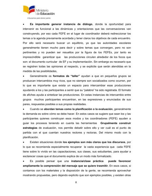 Guía para la elaboración de la propuesta de conversatorios con autoridades escolares para la implementación de diseño curricular EF por parte de los