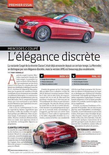 Mercedes Classe C Coupé : élégance et discrétion