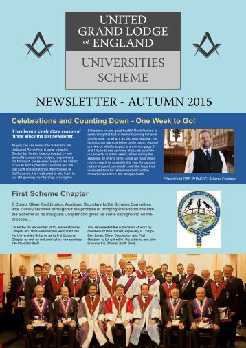 UNITED GRAND LODGE ENGLAND UNIVERSITIES SCHEME NEWSLETTER - AUTUMN 2015