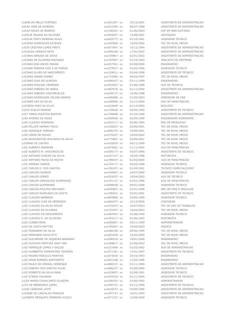 Lista de Terceirizados - Furnas