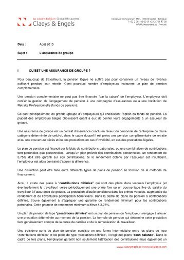CLAEYS & ENGELS L'ASSURANCE DE GROUPE Pour ... - Edenred