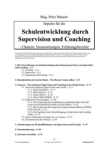 Schulentwicklung durch Supervision und Coaching