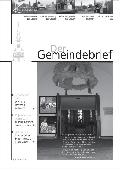 Gemeindebrief - Ev.-Luth. Kirchengemeinde Oldesloe