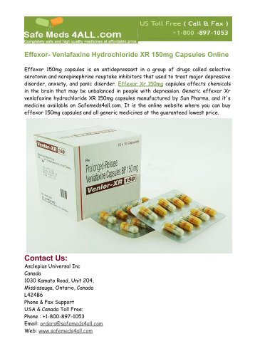 Buy Effexor- Venlafaxine XR 150mg Capsules Online