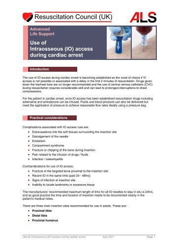 Use of Intraosseous (IO) - Resuscitation Council (UK)