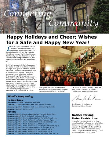 Fisher College Community Newsletter - Winter 2015-2016