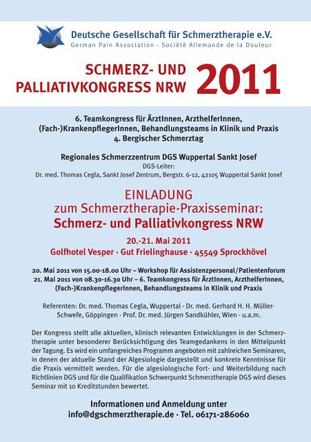 Der Deutsche Schmerz- und Palliativtag 2011 - Schmerz Therapie ...
