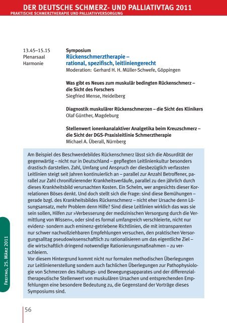 Der Deutsche Schmerz- und Palliativtag 2011 - Schmerz Therapie ...