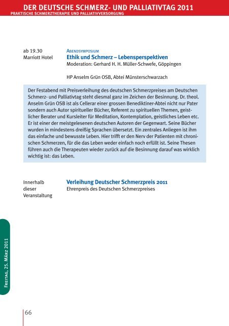 Der Deutsche Schmerz- und Palliativtag 2011 - Schmerz Therapie ...