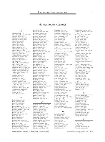 Author Index Abstract - SITC