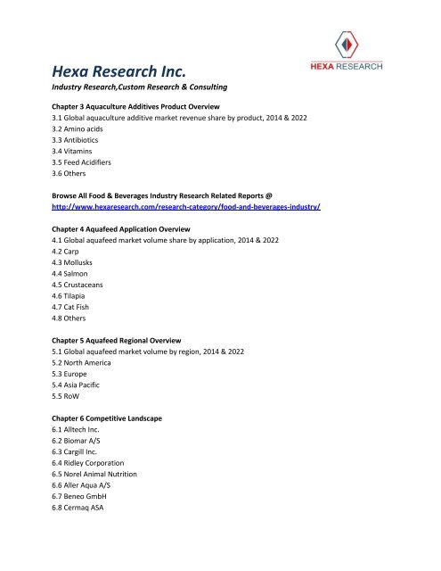 Aquafeed Market Analysis, Market Size, Share, Regional Outlook, Industry Trends, Competitive Strategies And Segment Forecast, 2012 To 2022