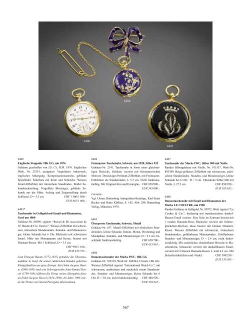 Schmuck, Taschen- und Armbanduhren - Galerie Fischer Auktionen ...