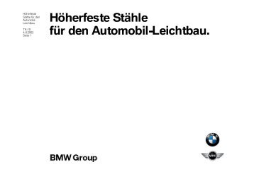 Höherfeste Stähle für den Automobil-Leichtbau. - Staeves