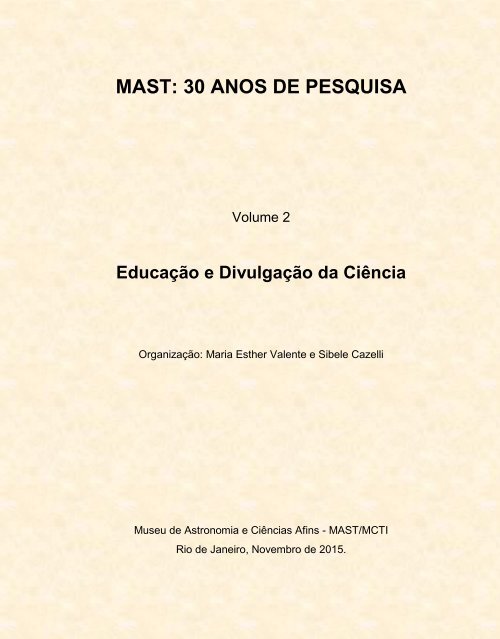 Coleção MAST: 30 Anos de Pesquisa Volume 2