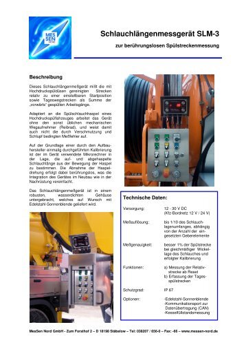 Elektronisches Spülschlauch-Längenmessgerät für Hochdruckspülfahrzeuge / Kanalreinigungsfahrzeuge / Spülschlauchhaspeln SLM-3