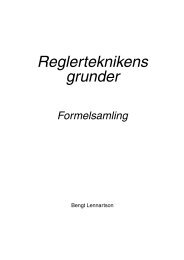 Reglerteknikens grunder Formelsamling - Studentlitteratur