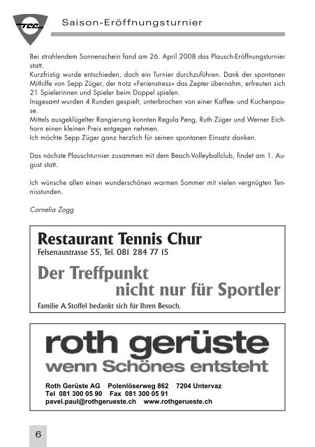 15. August 2008 - Tennis Club Chur