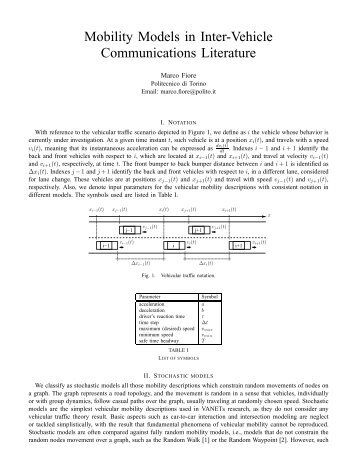 Mobility Models in Inter-Vehicle Communications Literature