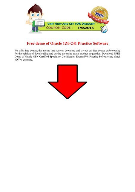 Pass4sure Oracle 1Z0-241 Real Exam Q&A Updated 2015