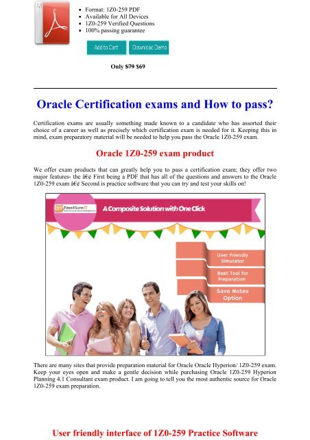 Pass4sure Oracle 1Z0-259 Exam Questions & Practice Tests